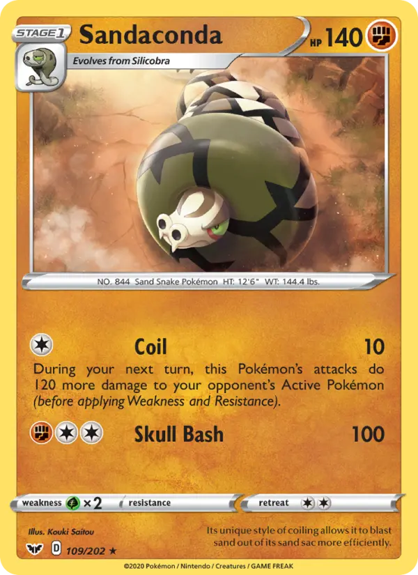 Sandaconda Rare Pokemon card #109 from Sword & Shield
