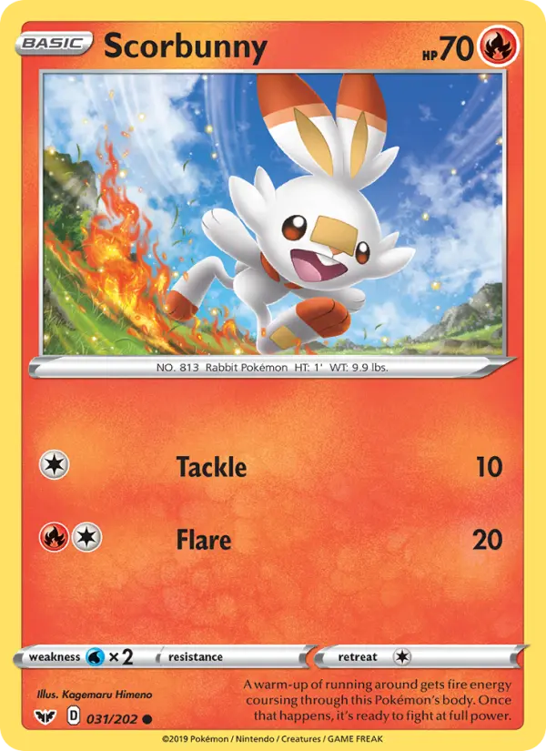 Scorbunny Common Pokemon card #31 from Sword & Shield