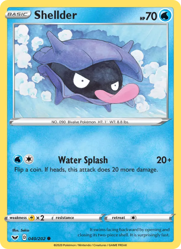 Shellder Common Pokemon card #40 from Sword & Shield