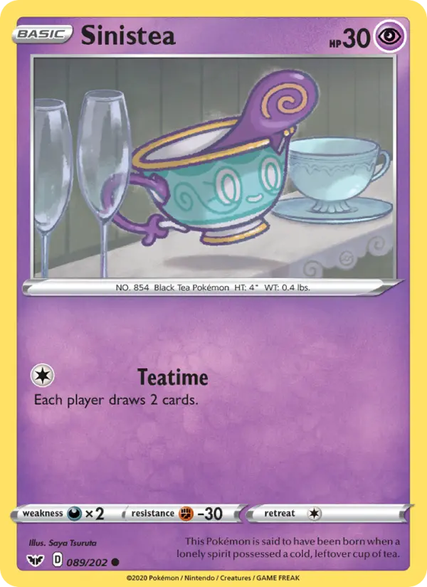 Sinistea Common Pokemon card #89 from Sword & Shield