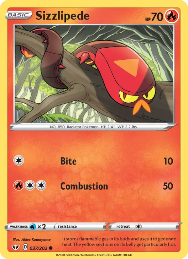 Sizzlipede Common Pokemon card #37 from Sword & Shield