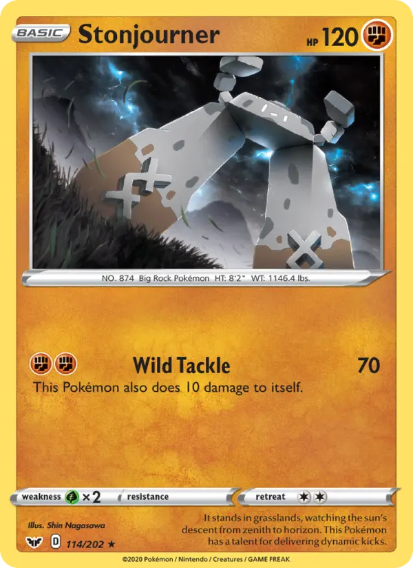 Stonjourner Rare Pokemon card #114 from Sword & Shield