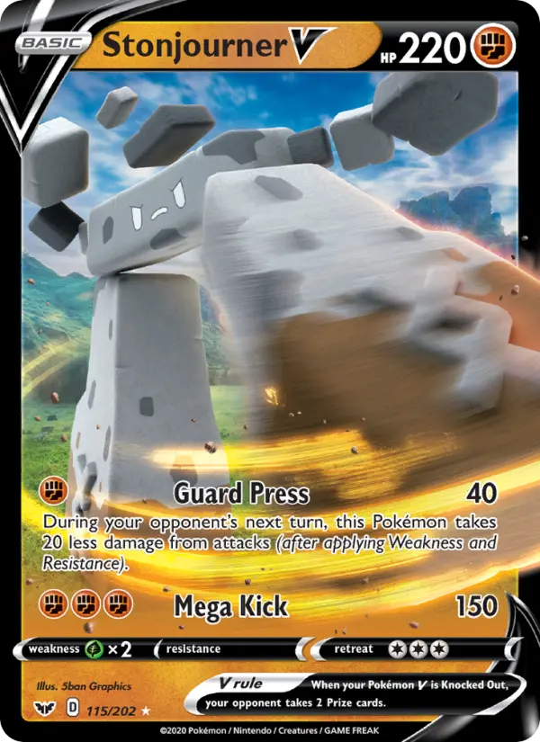 Stonjourner V Holo Rare V Pokemon card #115 from Sword & Shield