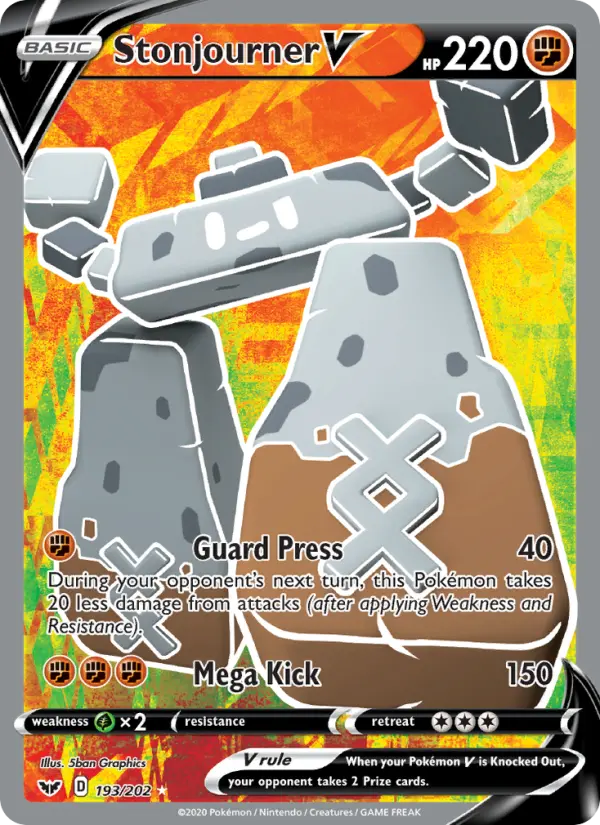 Stonjourner V Ultra Rare Pokemon card #193 from Sword & Shield