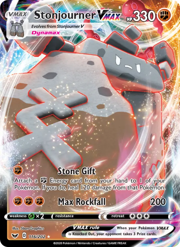 Stonjourner VMAX Holo Rare VMAX Pokemon card #116 from Sword & Shield