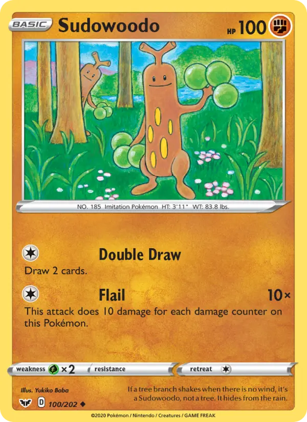 Sudowoodo Uncommon Pokemon card #100 from Sword & Shield