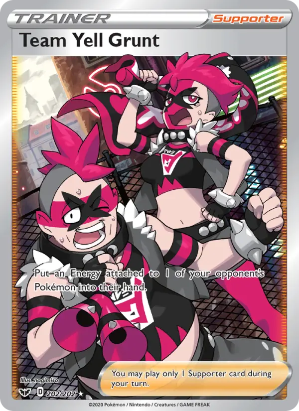 Team Yell Grunt Ultra Rare Pokemon card #202 from Sword & Shield