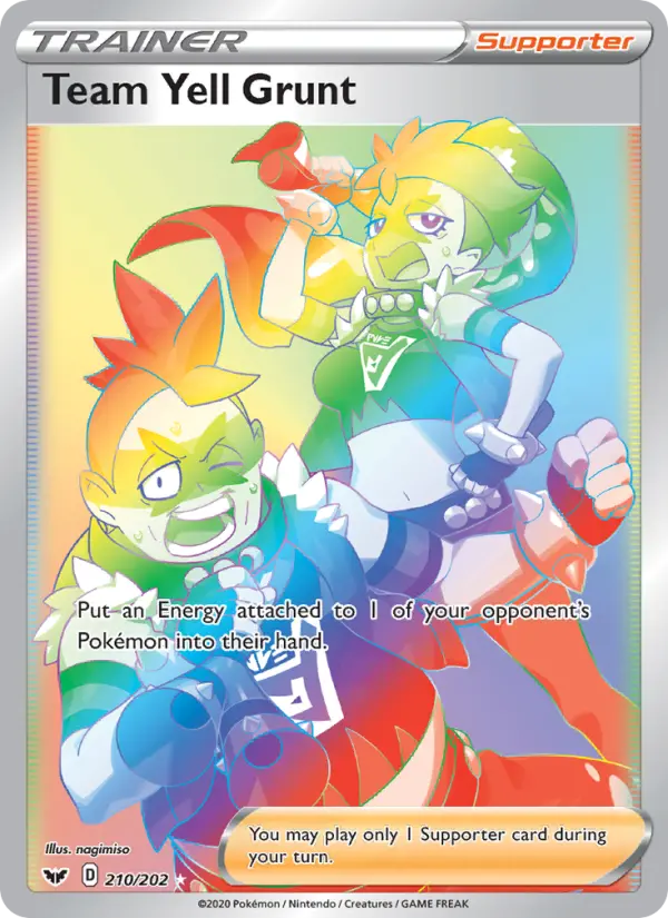 Team Yell Grunt Secret Rare Pokemon card #210 from Sword & Shield