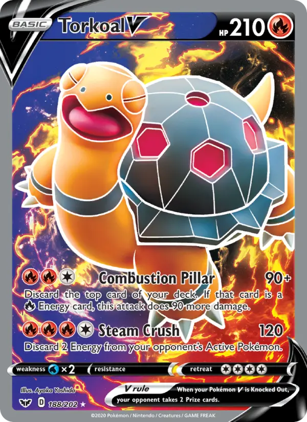Torkoal V Ultra Rare Pokemon card #188 from Sword & Shield