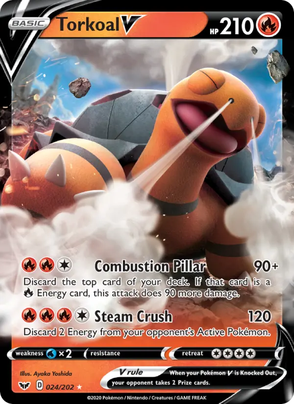Torkoal V Holo Rare V Pokemon card #24 from Sword & Shield