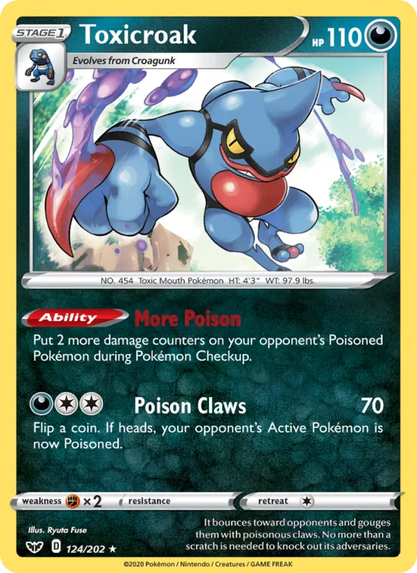 Toxicroak Holo Rare Pokemon card #124 from Sword & Shield