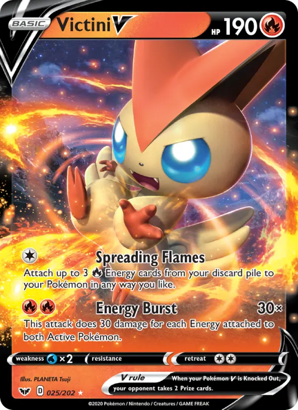 Victini V Holo Rare V Pokemon card #25 from Sword & Shield