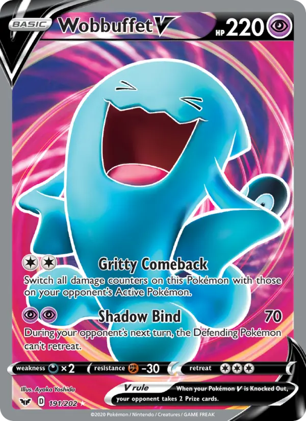Wobbuffet V Ultra Rare Pokemon card #191 from Sword & Shield