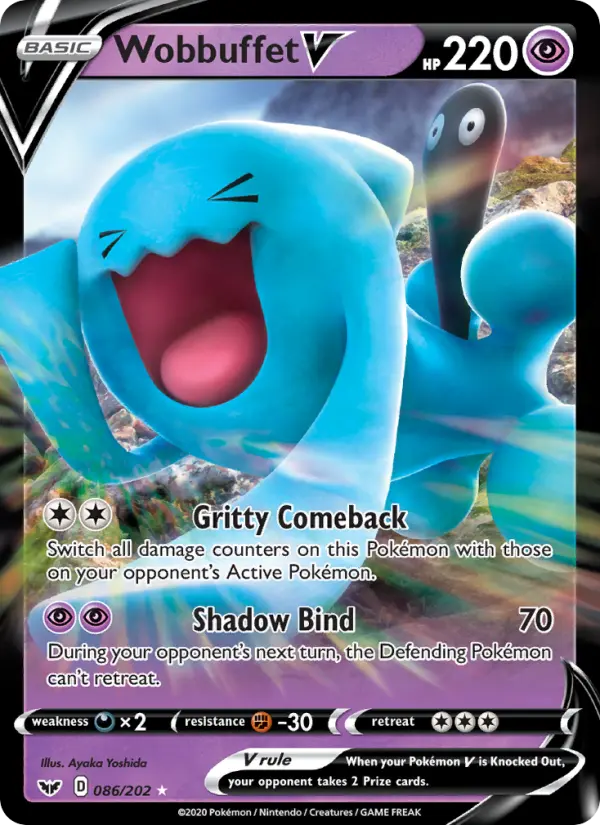 Wobbuffet V Holo Rare V Pokemon card #86 from Sword & Shield