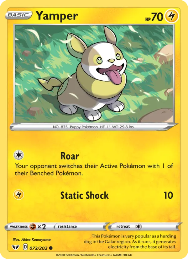 Yamper Common Pokemon card #73 from Sword & Shield