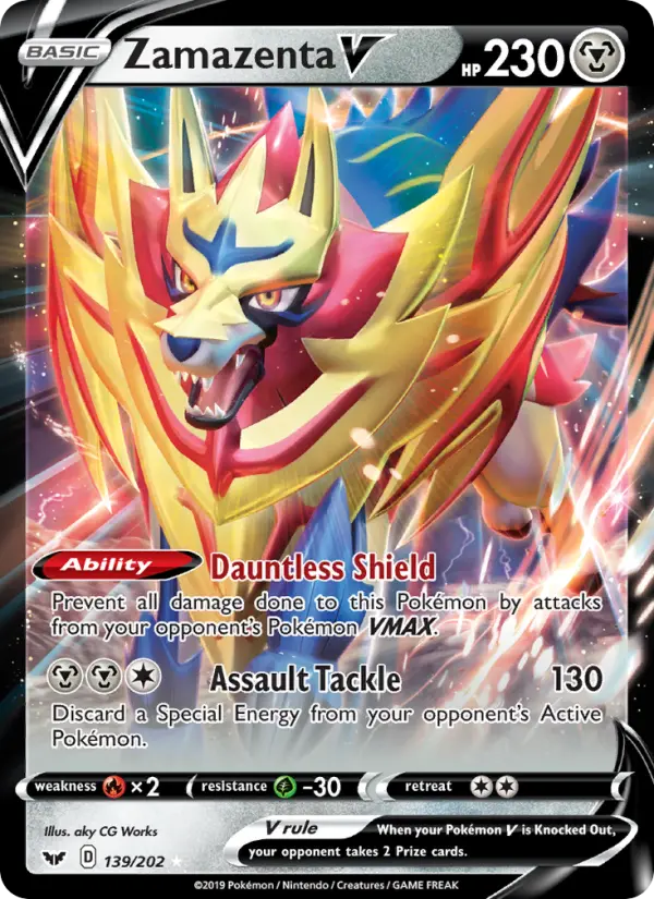 Zamazenta V Holo Rare V Pokemon card #139 from Sword & Shield