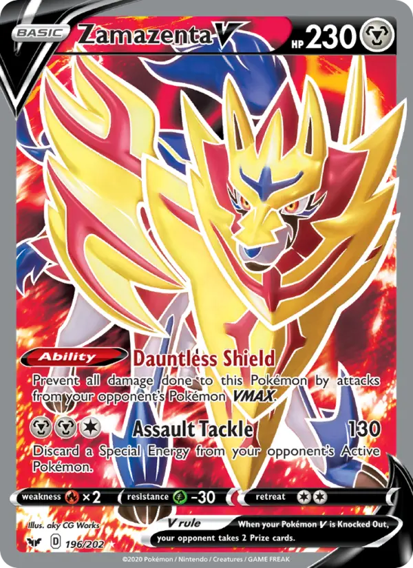 Zamazenta V Ultra Rare Pokemon card #196 from Sword & Shield