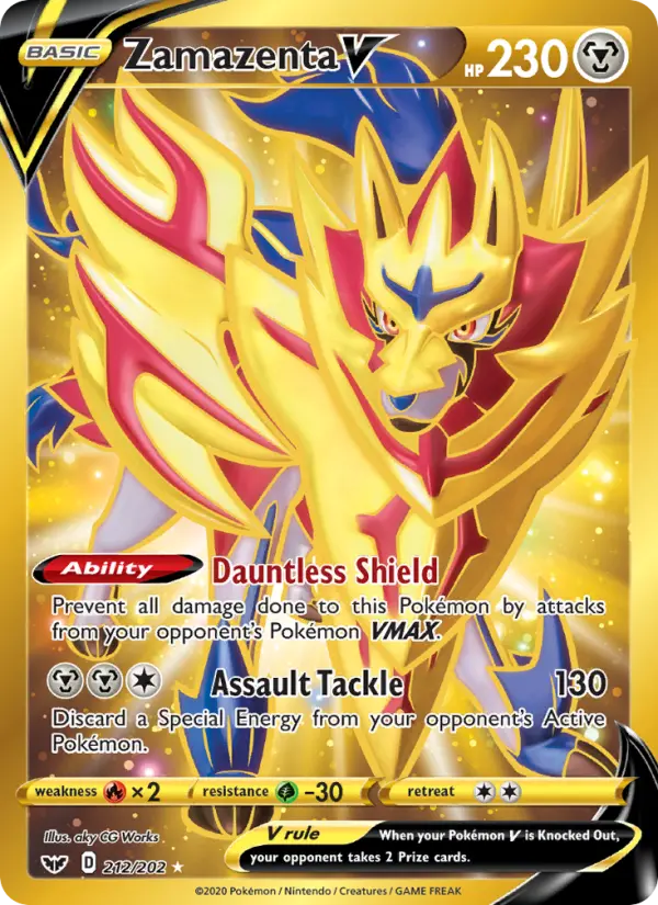 Zamazenta V Secret Rare Pokemon card #212 from Sword & Shield