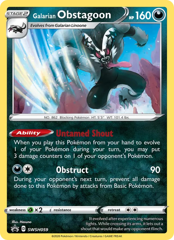 Galarian Obstagoon None Pokemon card #SWSH059 from SWSH Black Star Promos