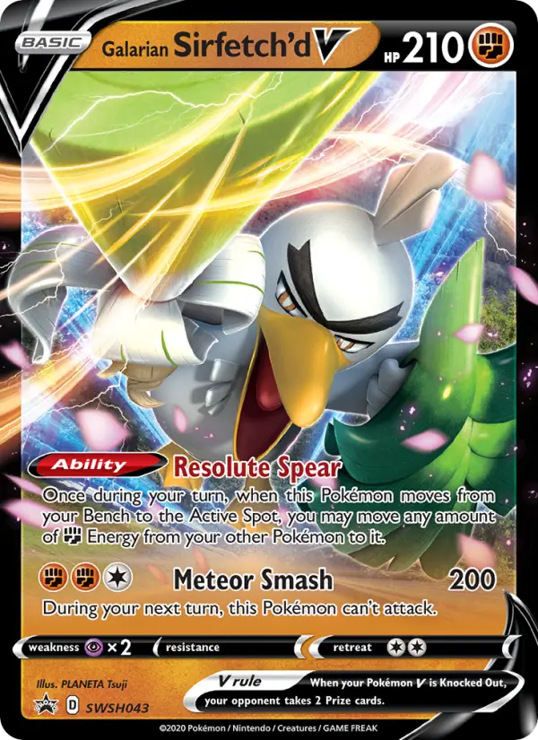 Galarian Sirfetch'd V None Pokemon card #SWSH043 from SWSH Black Star Promos