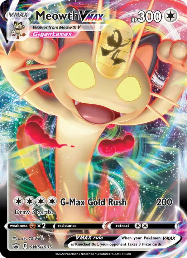 Meowth VMAX None Pokemon card #SWSH005 from SWSH Black Star Promos