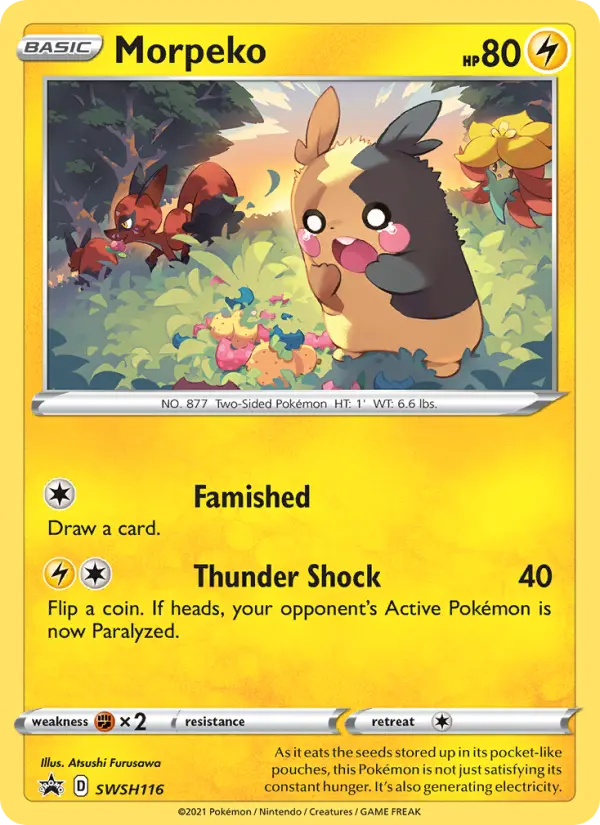 Morpeko None Pokemon card #SWSH116 from SWSH Black Star Promos