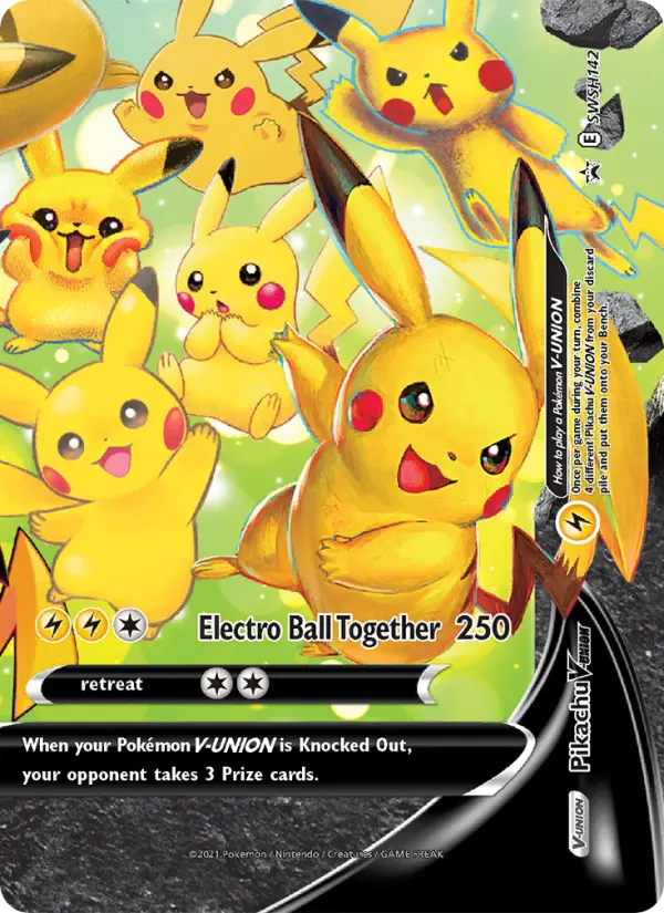 Pikachu V-UNION None Pokemon card #SWSH142 from SWSH Black Star Promos