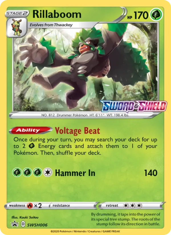 Rillaboom None Pokemon card #SWSH006 from SWSH Black Star Promos