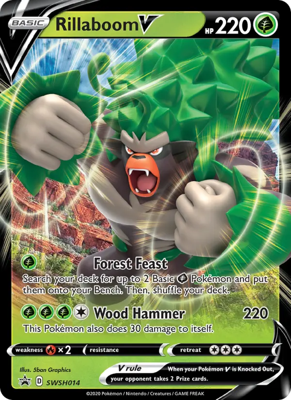 Rillaboom V None Pokemon card #SWSH014 from SWSH Black Star Promos