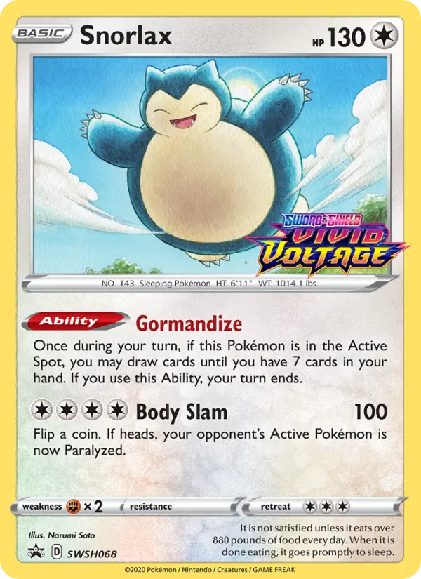 Snorlax None Pokemon card #SWSH068 from SWSH Black Star Promos