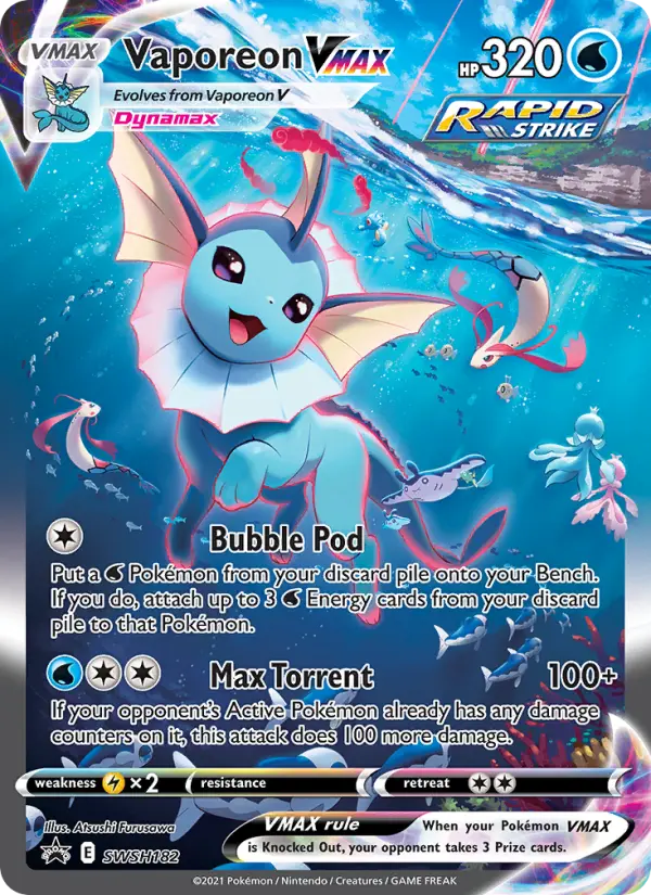 Vaporeon VMAX None Pokemon card #SWSH182 from SWSH Black Star Promos