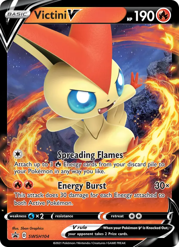 Victini V None Pokemon card #SWSH104 from SWSH Black Star Promos