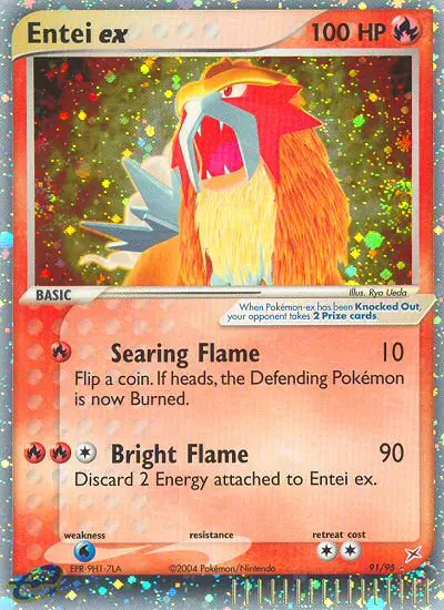 Entei ex Rare Pokemon card #91 from Team Magma vs Team Aqua