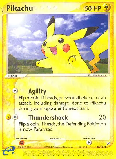 Pikachu Common Pokemon card #43 from Team Magma vs Team Aqua