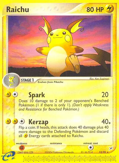 Raichu Rare Pokemon card #13 from Team Magma vs Team Aqua