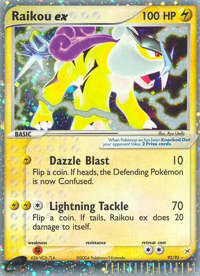 Raikou ex Rare Pokemon card #92 from Team Magma vs Team Aqua