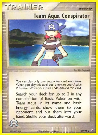 Team Aqua Conspirator Uncommon Pokemon card #77 from Team Magma vs Team Aqua