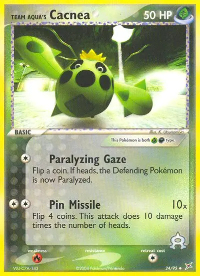 Team Aqua's Cacnea Uncommon Pokemon card #24 from Team Magma vs Team Aqua