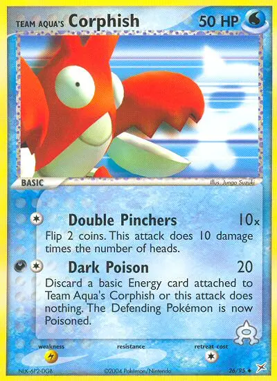 Team Aqua's Corphish Uncommon Pokemon card #26 from Team Magma vs Team Aqua