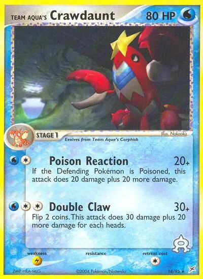 Team Aqua's Crawdaunt Rare Pokemon card #14 from Team Magma vs Team Aqua