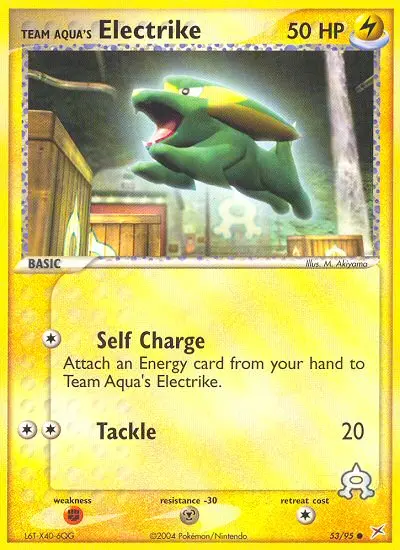 Team Aqua's Electrike Common Pokemon card #53 from Team Magma vs Team Aqua