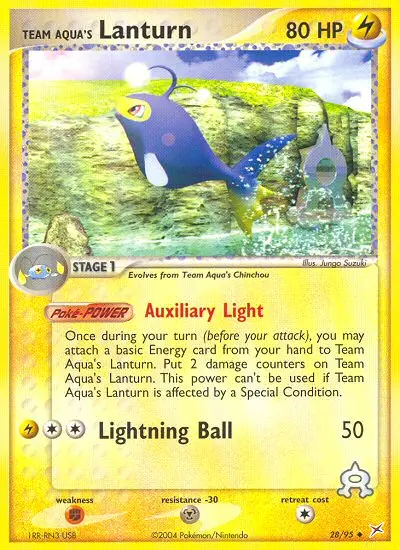 Team Aqua's Lanturn Uncommon Pokemon card #28 from Team Magma vs Team Aqua