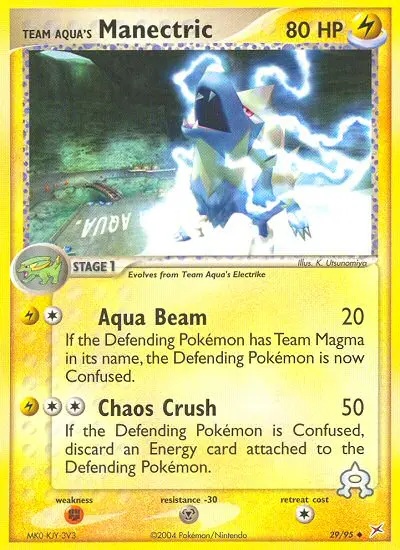 Team Aqua's Manectric Uncommon Pokemon card #29 from Team Magma vs Team Aqua