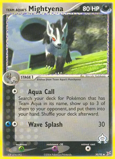 Team Aqua's Mightyena Uncommon Pokemon card #30 from Team Magma vs Team Aqua