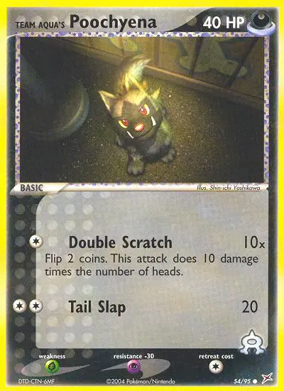 Team Aqua's Poochyena Common Pokemon card #54 from Team Magma vs Team Aqua