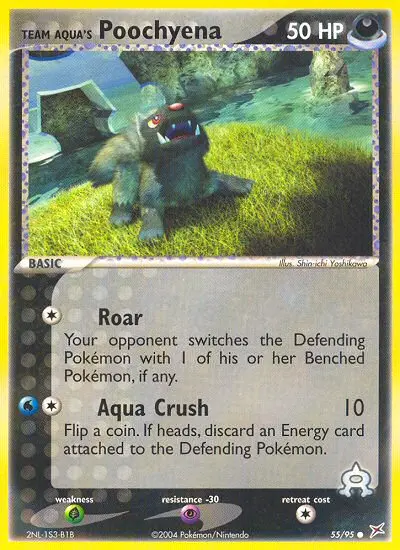 Team Aqua's Poochyena Common Pokemon card #55 from Team Magma vs Team Aqua