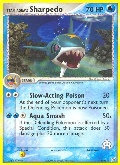 Team Aqua's Sharpedo Rare Pokemon card #18 from Team Magma vs Team Aqua