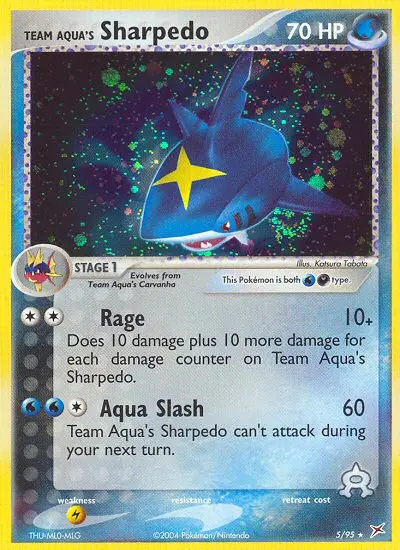 Team Aqua's Sharpedo Rare Pokemon card #5 from Team Magma vs Team Aqua