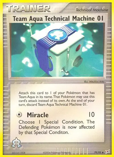Team Aqua's Technical Machine 01 Uncommon Pokemon card #79 from Team Magma vs Team Aqua