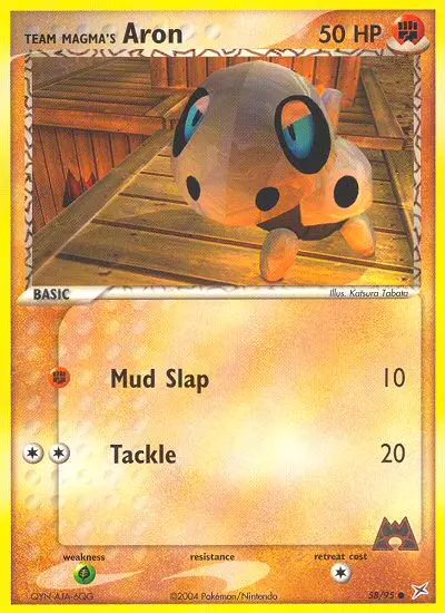 Team Magma's Aron Common Pokemon card #58 from Team Magma vs Team Aqua